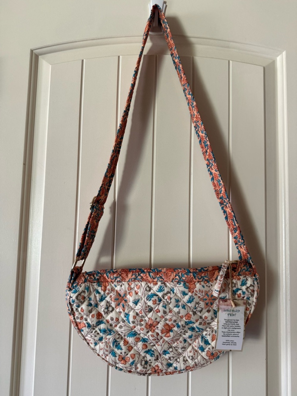 POL Quilted Floral Crossbody Bag - Coral, Teal & Cream NWT
